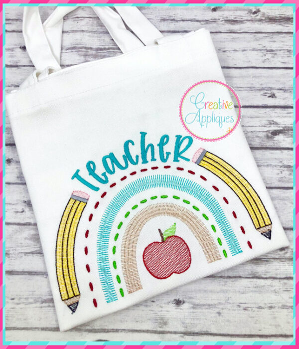 Teacher Rainbow Embroidery Design - Image 2