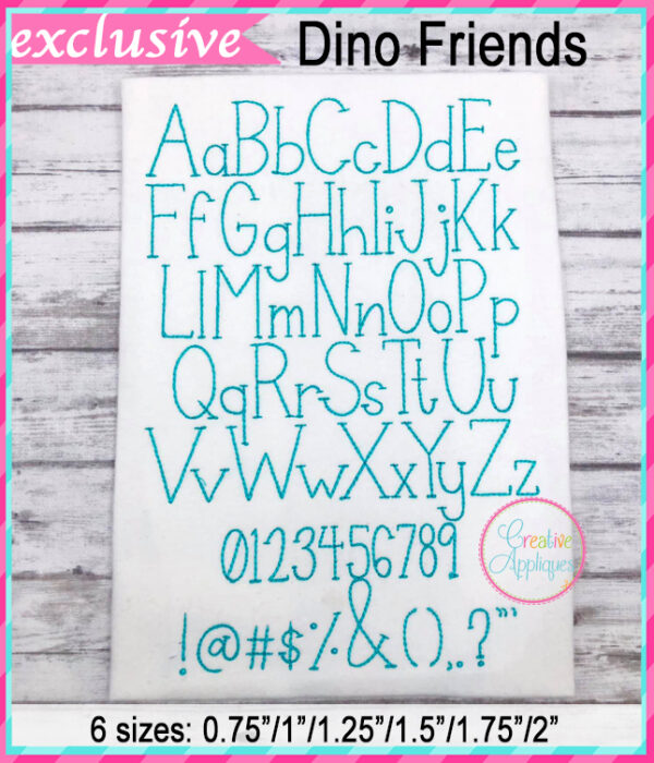 Dino Friends Floss Embroidery Font