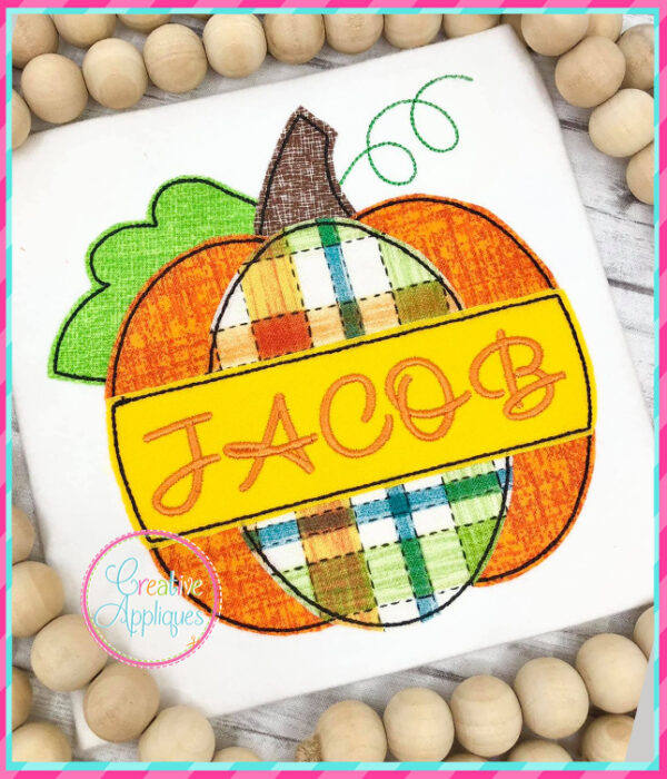 Pumpkin Frame Bean Stitch Applique Design