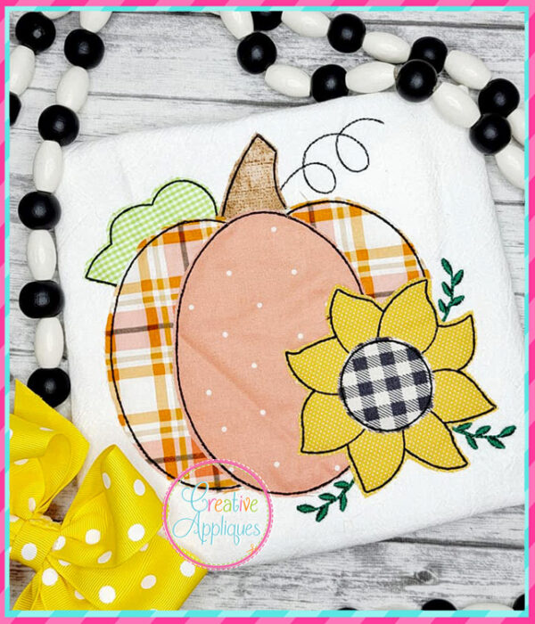 Pumpkin Sunflower Bean Stitch Applique Design