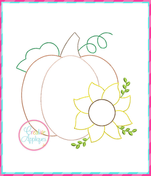 Pumpkin Sunflower Bean Stitch Applique Design - Image 2