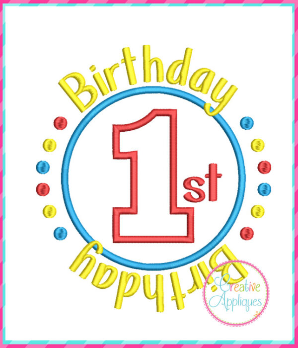 1st Birthday Applique Design - Image 2