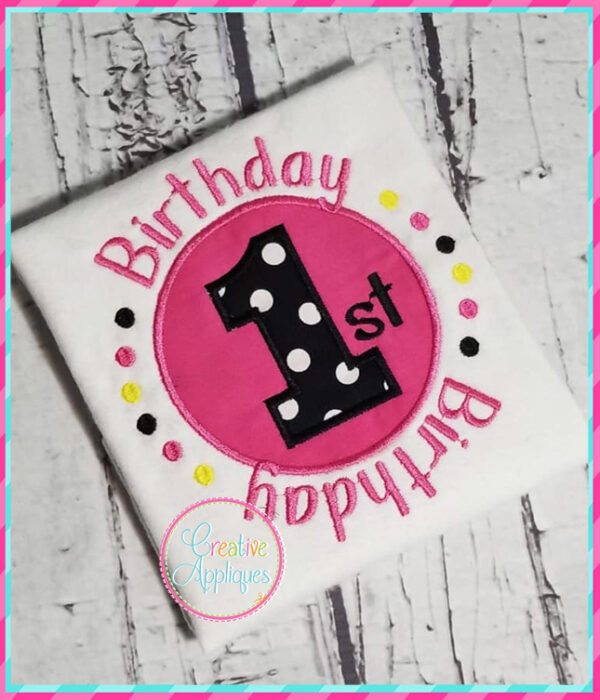 1st Birthday Applique Design - Image 3