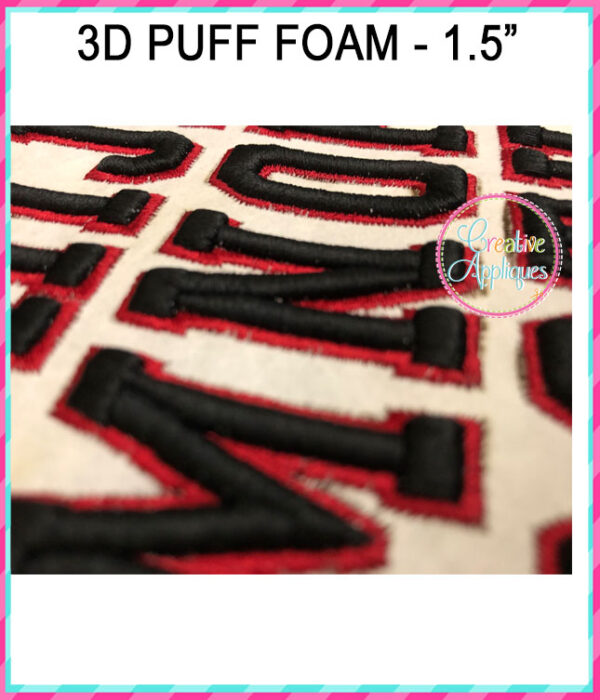 3D Puff Foam Varsity 2 Color Embroidery Font - Image 3