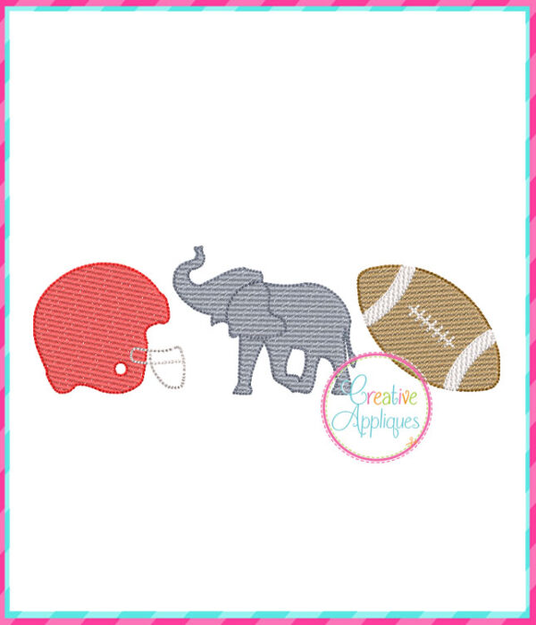 Sketch Elephant Football Helmet Embroidery Design