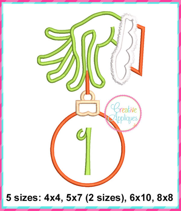 Mean One Hand Ornament Numbers Applique Design - Image 2