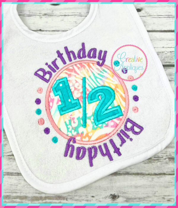 1/2 Birthday Applique Design