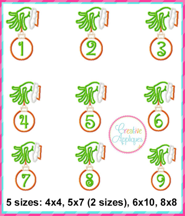 Mean One Hand Ornament Numbers Applique Design - Image 3