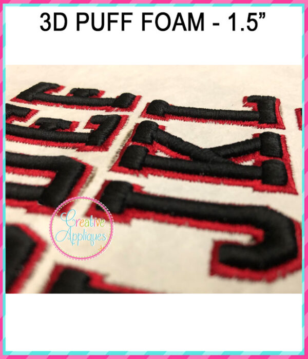 3D Puff Foam Varsity 2 Color Embroidery Font - Image 4