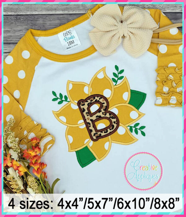 Sunflower Alphabet Applique Design - Image 4