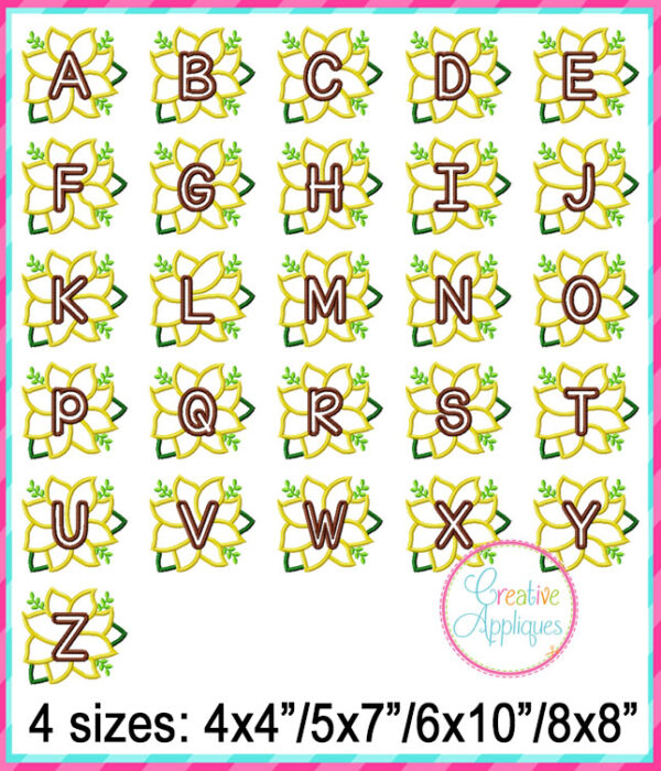 Sunflower Alphabet Applique Design - Image 6