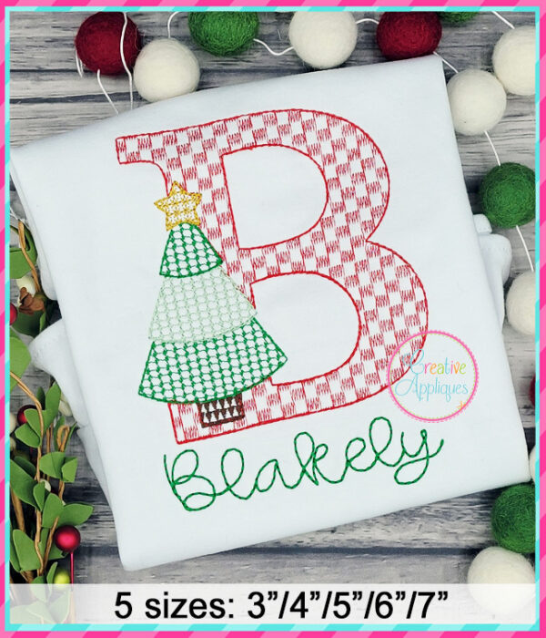 Christmas Tree Alphabet Motif Fill Embroidery Design - Image 7