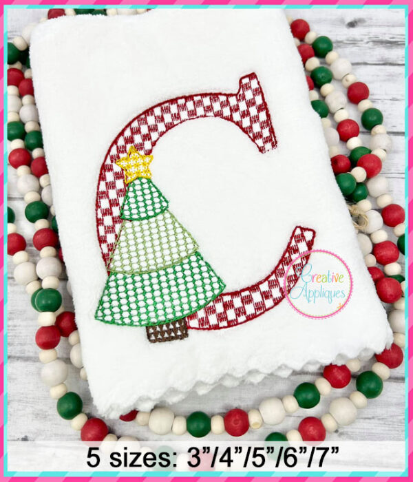 Christmas Tree Alphabet Motif Fill Embroidery Design