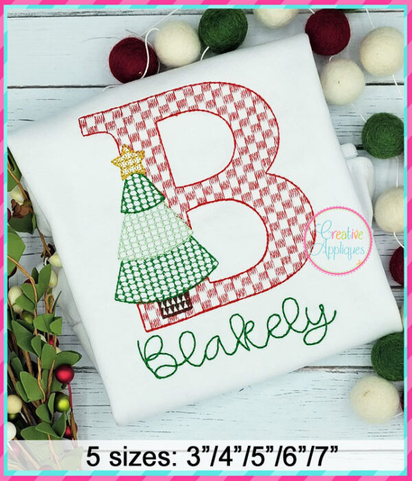 Christmas Tree Alphabet Motif Fill Embroidery Design - Image 6