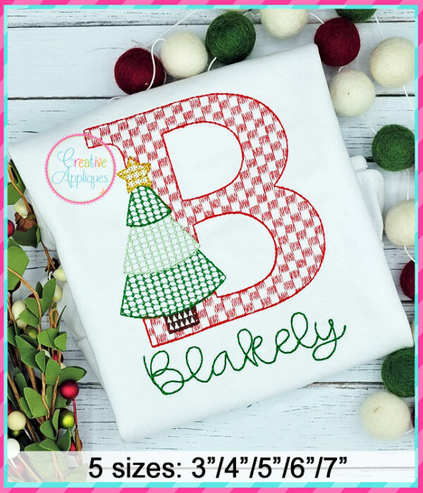 Christmas Tree Alphabet Motif Fill Embroidery Design - Image 4