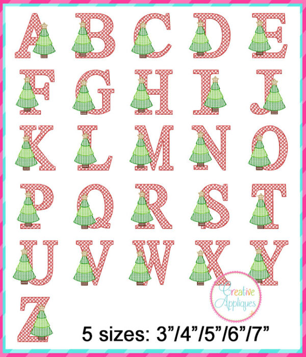 Christmas Tree Alphabet Motif Fill Embroidery Design - Image 3