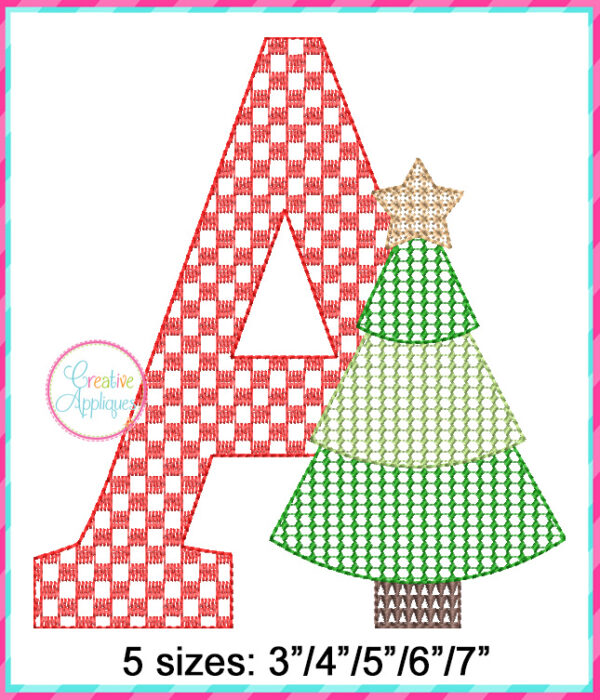 Christmas Tree Alphabet Motif Fill Embroidery Design - Image 2