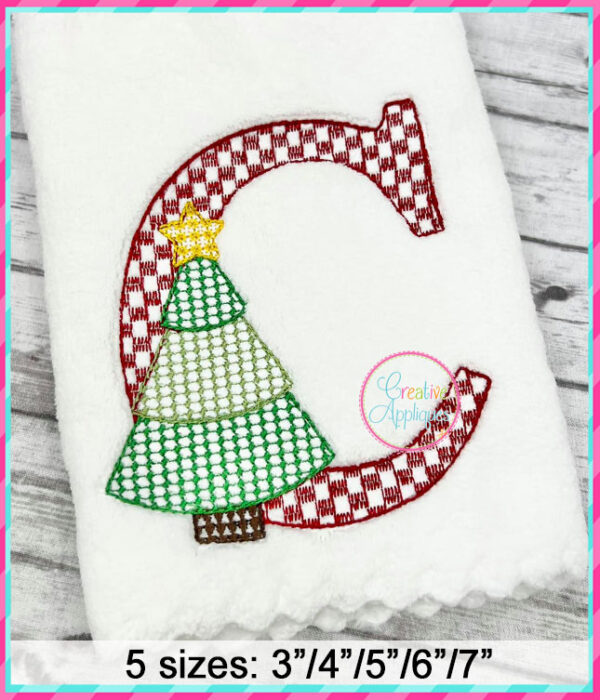 Christmas Tree Alphabet Motif Fill Embroidery Design - Image 5