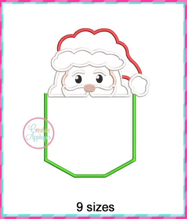 Santa Pocket Applique Design Flat Point