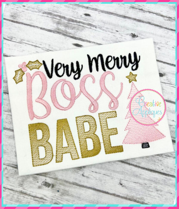 Very Merry Boss Babe Sketch Embroidery Design