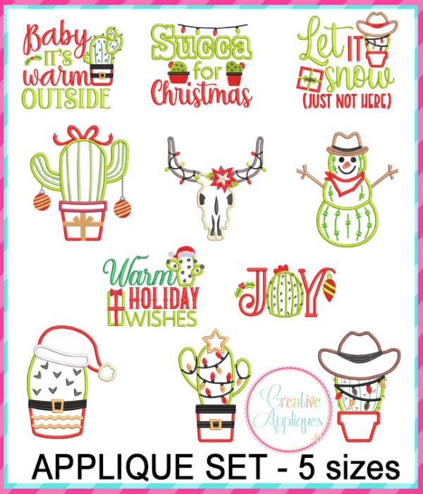 STORE PURCHASE - Cactus Christmas Applique Design Set