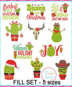 Cactus Christmas Embroidery Design Set - Creative Appliques