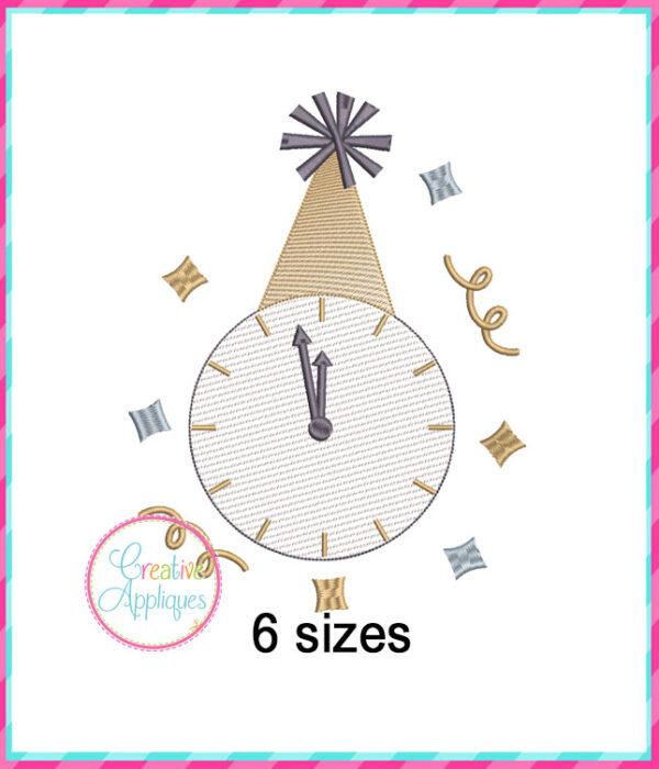 Sketch Clock Hat Embroidery Design - Image 2