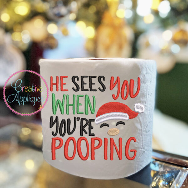 STORE PURCHASE - Funny Toilet Paper Christmas Embroidery Design Set - Image 2