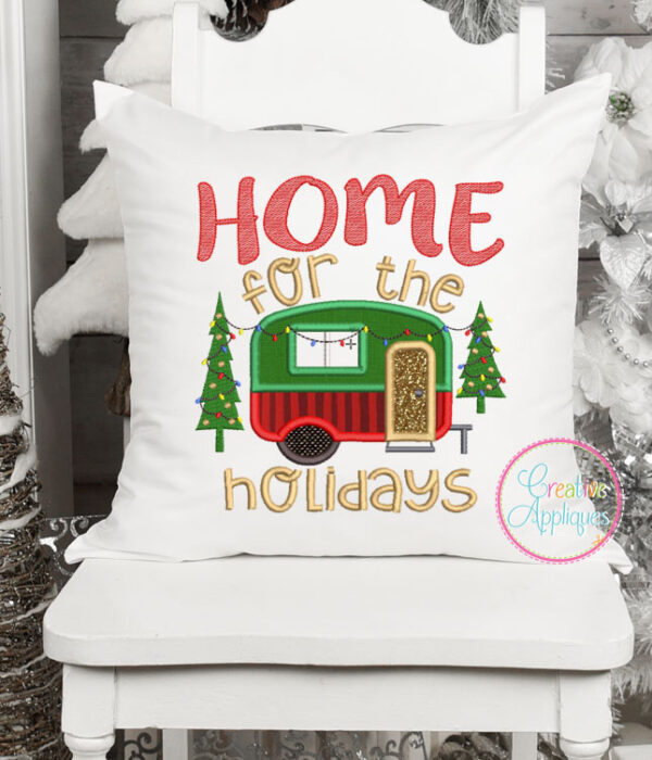 Home for the Holidays Camper Applique Design