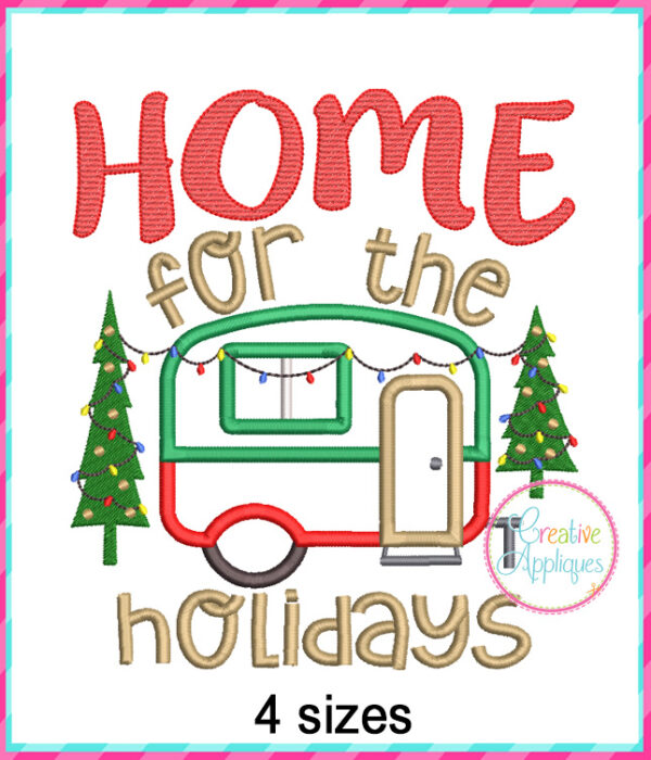 Home for the Holidays Camper Applique Design - Image 3