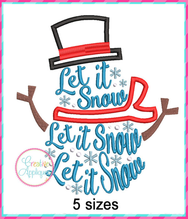 Let It Snow Snowman Applique Design - Image 2