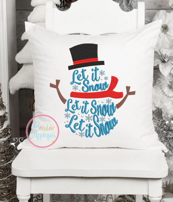 Let It Snow Snowman Embroidery Design - Image 3