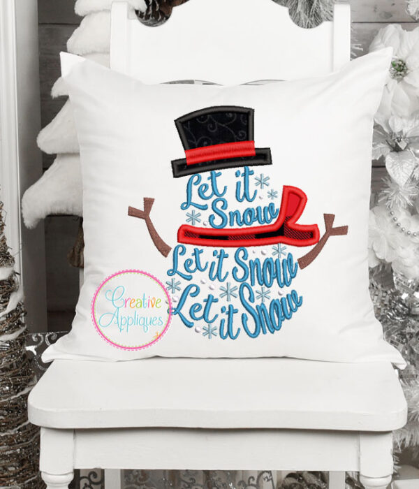 Let It Snow Snowman Applique Design