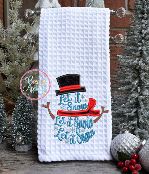 Let It Snow Snowman Applique Design - Image 3