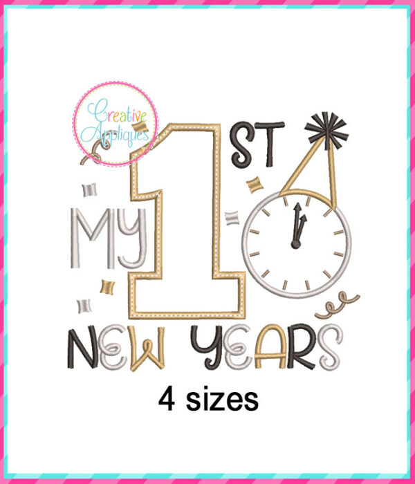 My 1st New Years Clock Applique Design - Image 2