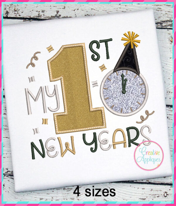 My 1st New Years Clock Applique Design