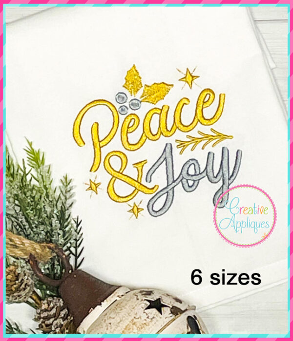 Peace and Joy Embroidery Design - Image 2