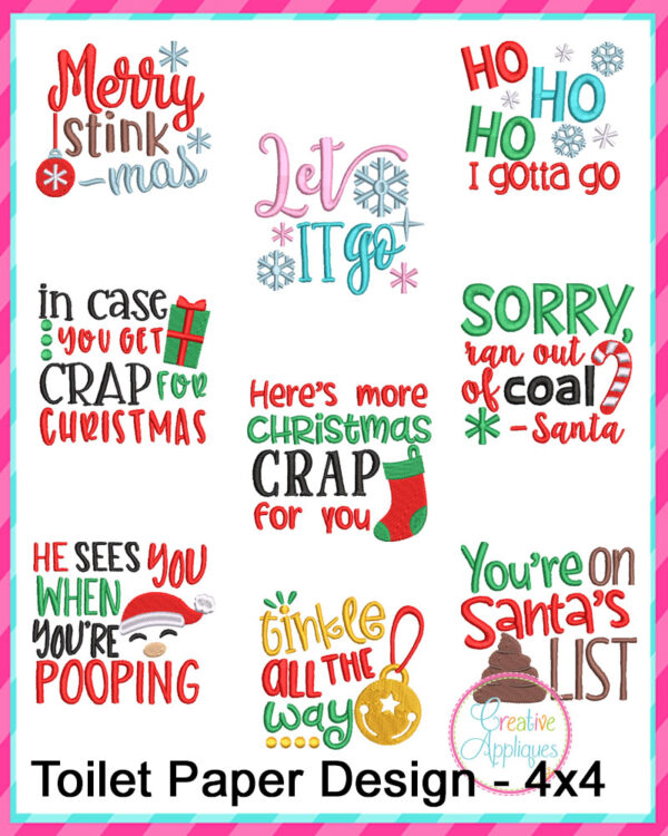 STORE PURCHASE - Funny Toilet Paper Christmas Embroidery Design Set