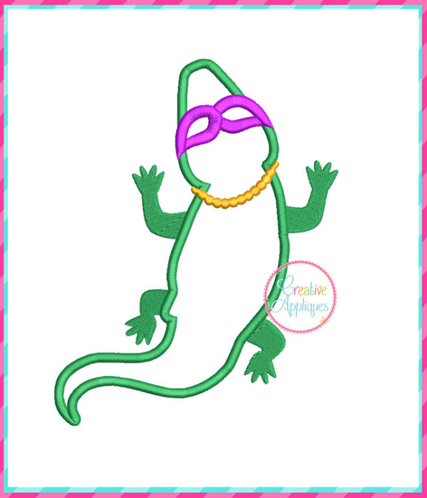 Mardi Gras Alligator Applique Design