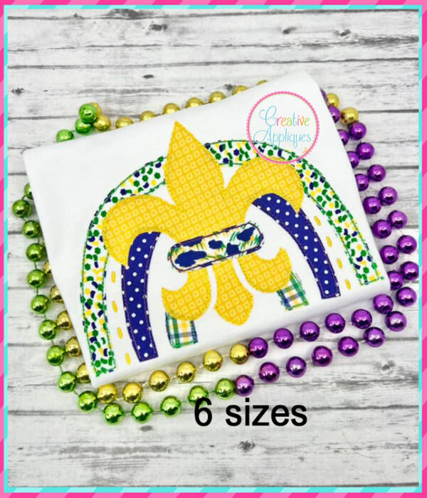 Fleur De Lis Rainbow Applique Design Bean Stitch