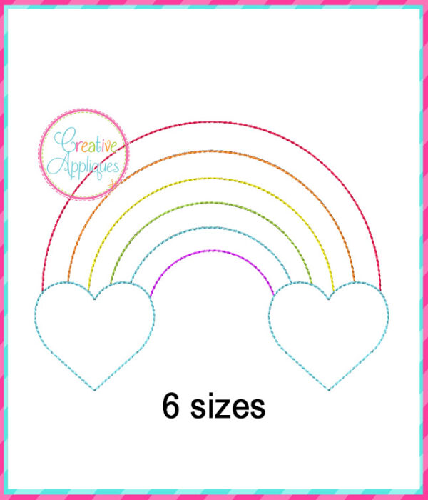 Rainbow with Hearts Applique Design Bean Stitch - Image 3