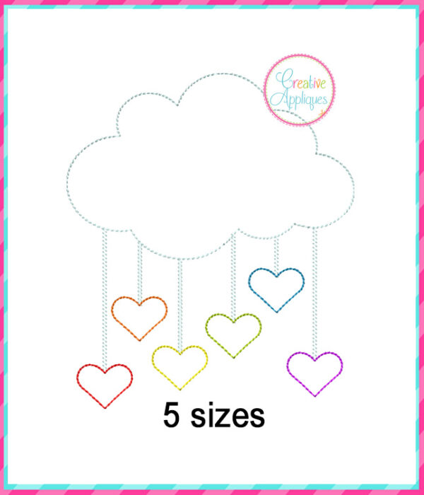 Cloud Hearts Applique Design Bean Stitch - Image 2