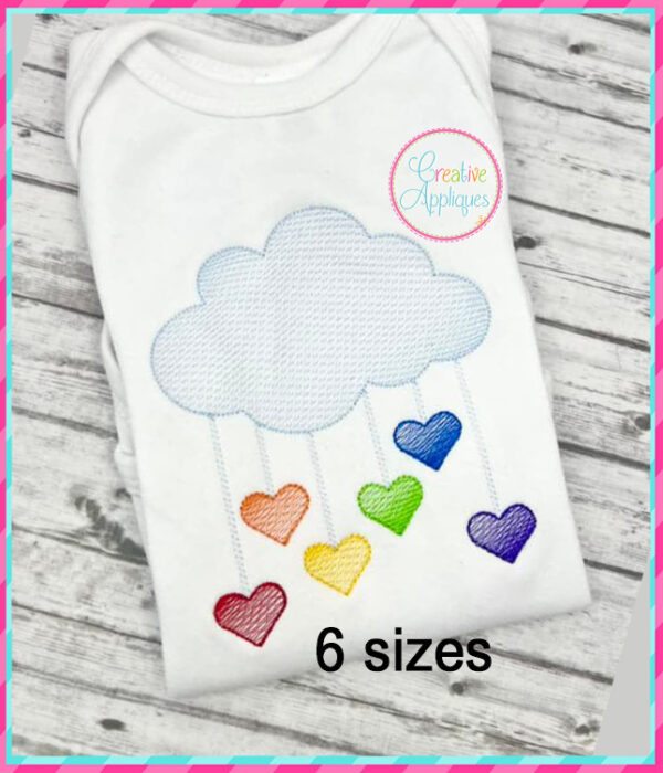 Sketch Stitch Cloud Hearts Embroidery Design