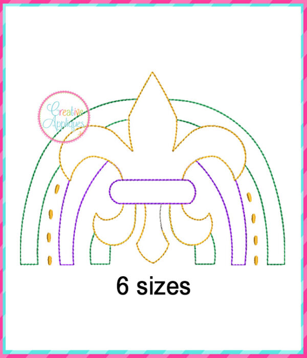 Fleur De Lis Rainbow Applique Design Bean Stitch - Image 2