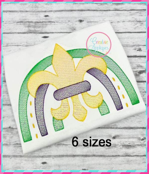 Sketch Stitch Fleur De Lis Rainbow Design - Image 2