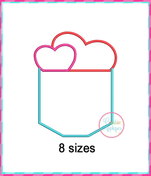 Heart Pocket Applique Design Flat Point