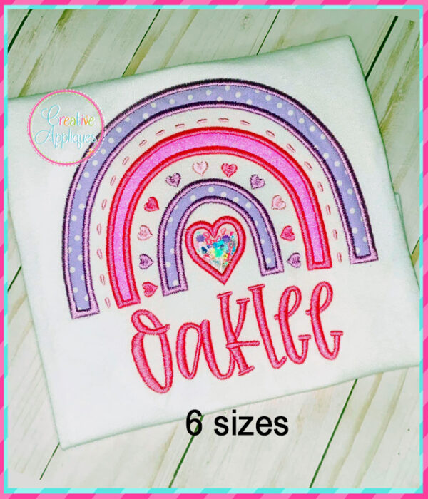 Rainbow Heart Applique Design