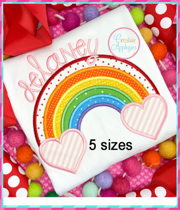 Rainbow with Hearts Applique Design