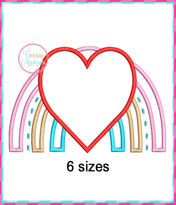 Heart Rainbow Applique Design