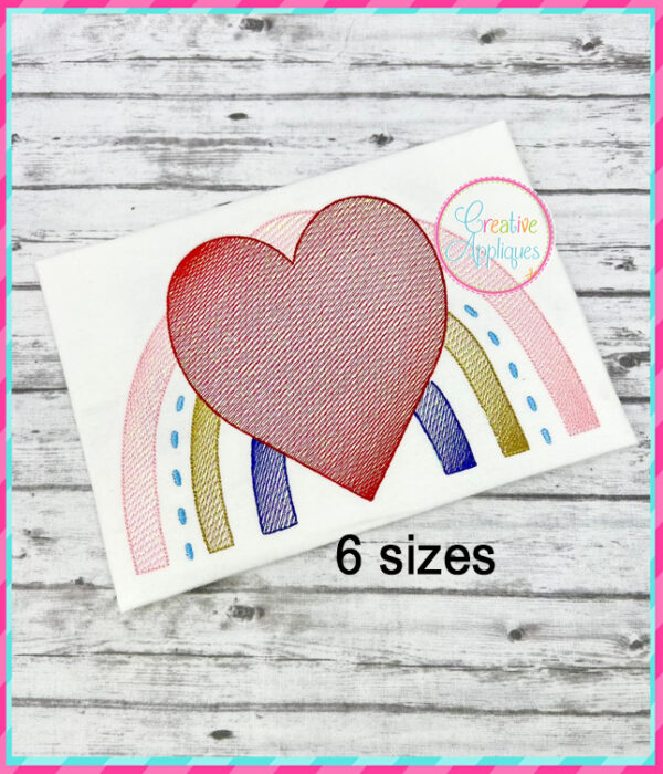 Sketch Stitch Heart Rainbow Embroidery Design - Image 3